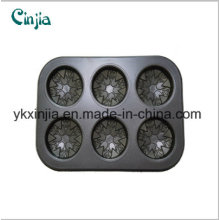 6 Cup Flower Cake Pan Nonstick Carbon Steel Six Cup Bakeware